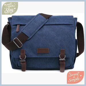 Large Vintage Canvas Messenger Bag Crossbody Shoulder Purse for 15" Laptop